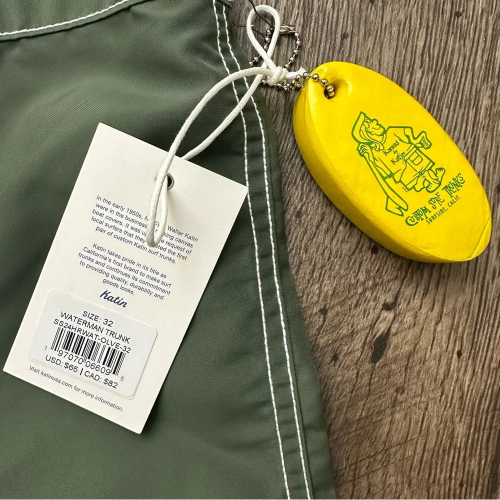 Katin 100% Nylon Surf Trunks Shorts Men’s Size 32 Olive Green
